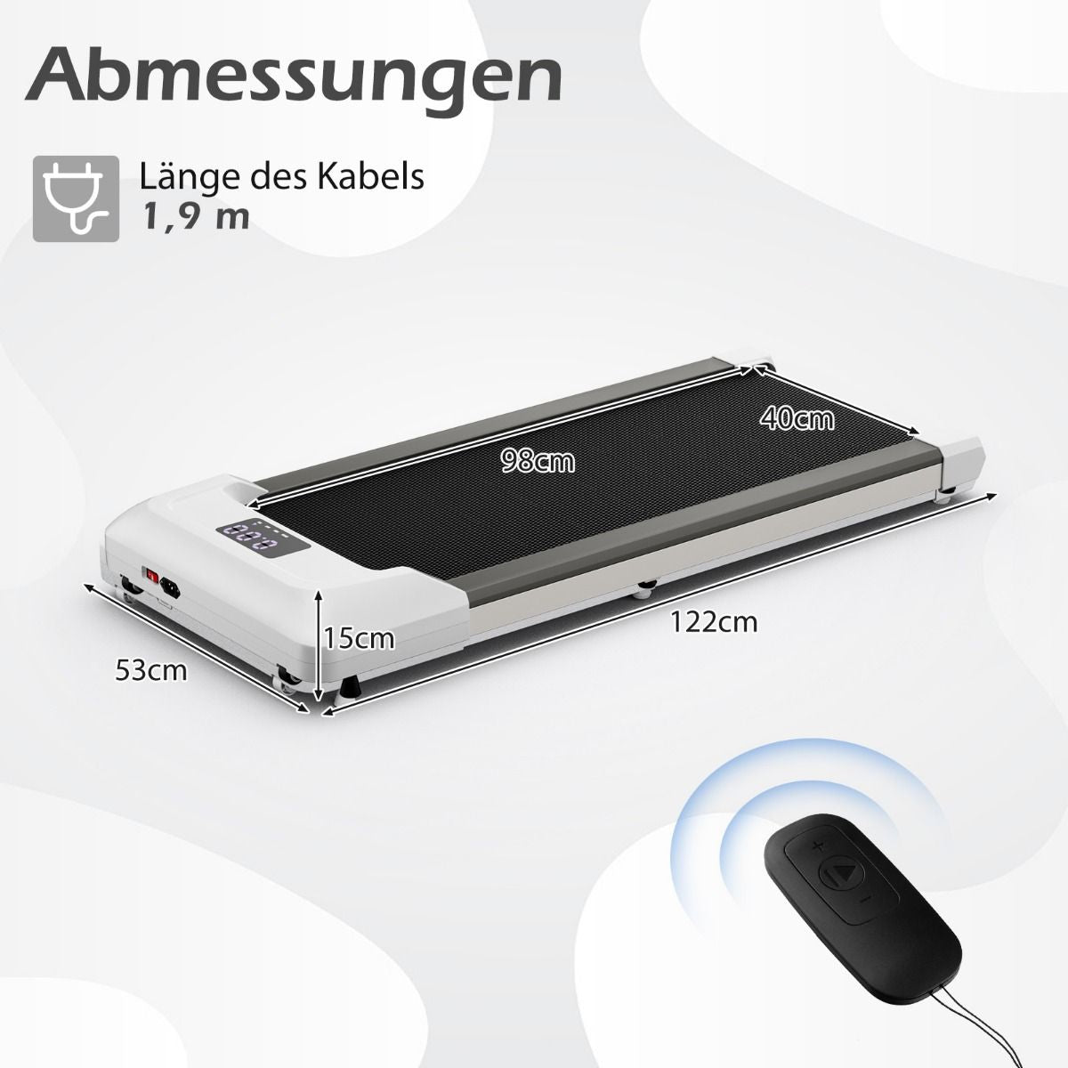 2 in 1 Laufband Unter Dem Schreibtisch Walking Pad Mit Led-Anzeige 122 X 53 X 15 Cm Schwarz/Grau/Rosa